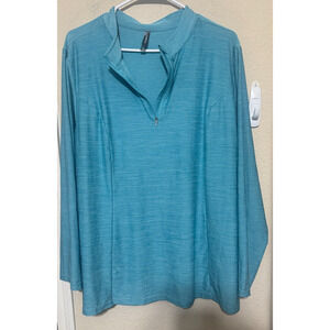 Torrid Performance shirt 1/4 Zip Active Pullover 3X teal green long sleeve